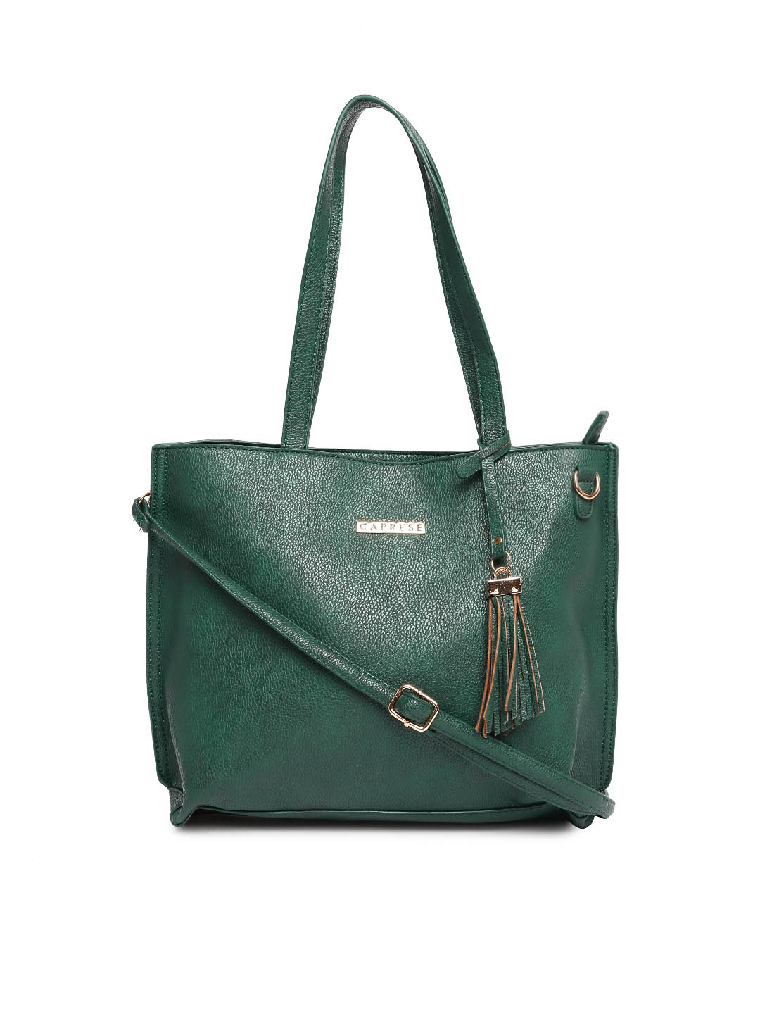 Caprese Green Solid Shoulder Bag with Tassel