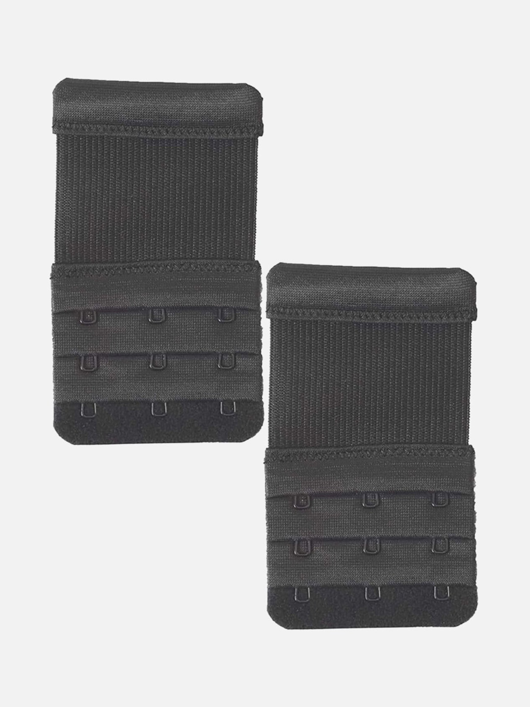 FIMS Women Black Pack of 2 3 Hook & 3 Eye Stretchy Bra Extenders
