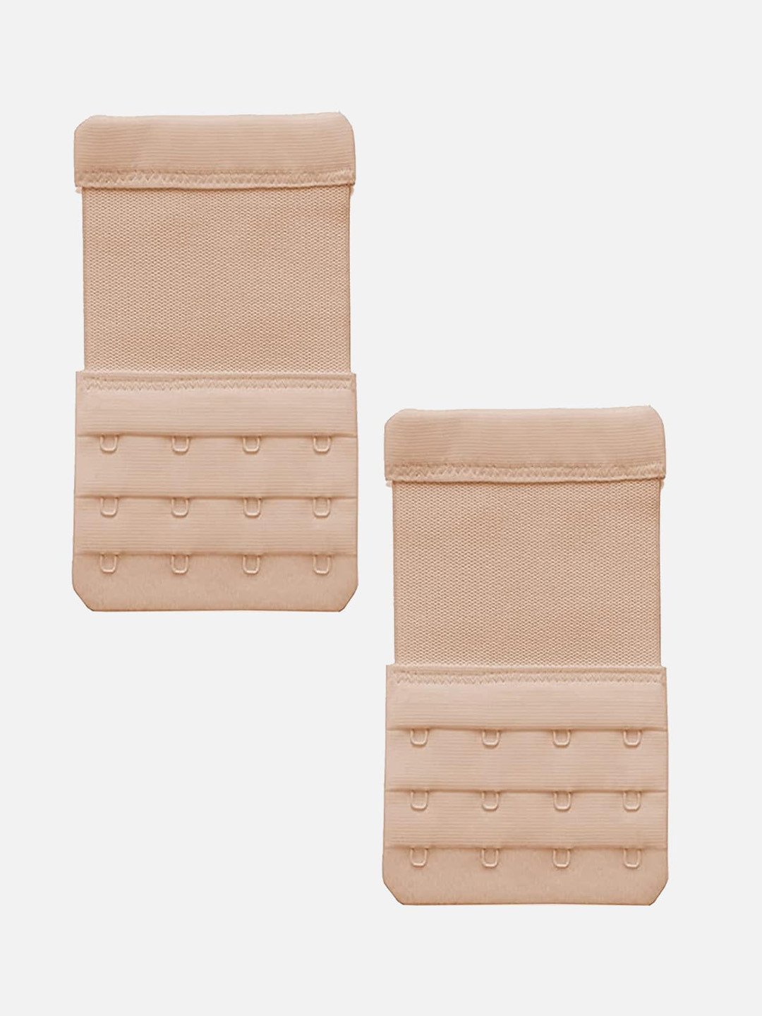 FIMS Women Bra Extenders 4 Hook 4 Eye Pack of 2 Beige Stretchy Bra Extension