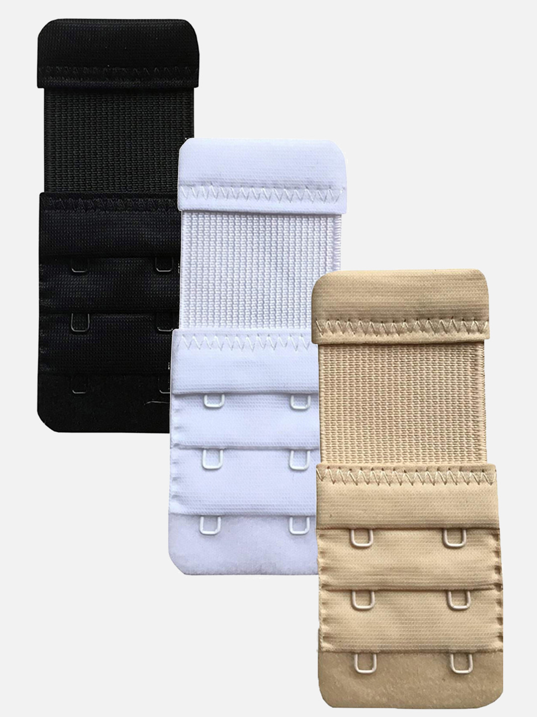 FIMS Women Pack Of 3 2 Hook & 3 Eye Stretchy Bra Extensions