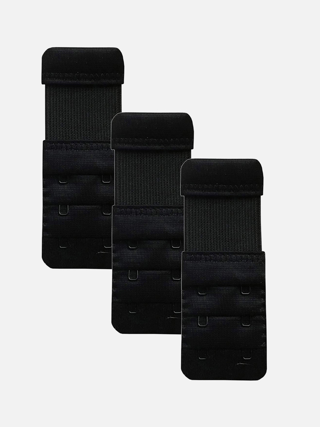 Women Bra Extenders 2 Hook 3 Eye Pack of 3 Black Stretchy Bra Extension