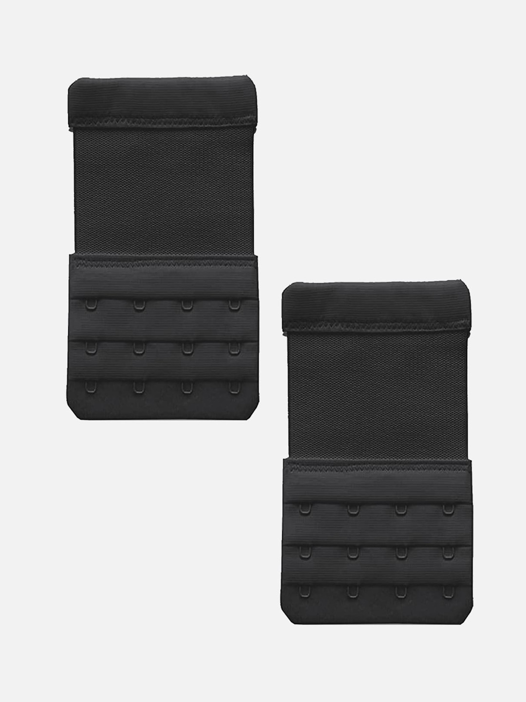FIMS Women Bra Extenders 4 Hook 4 Eye Pack of 2 Black Stretchy Bra Extension