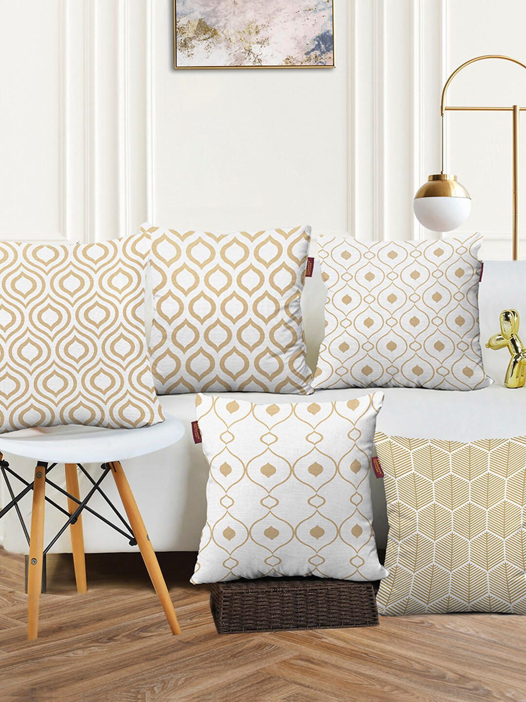 AEROHAVEN Digital Print Geometric Cotton Canvas HD Digital 5 Pcs Cushion Covers -16x16In