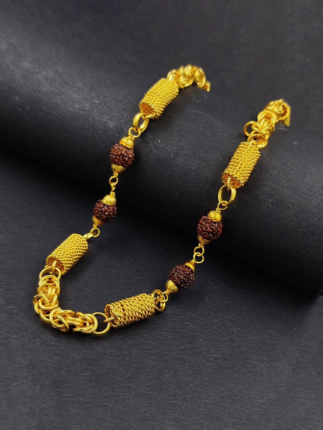 Saizen Men Gold Plated & Brown Brass Handcrafted Chain