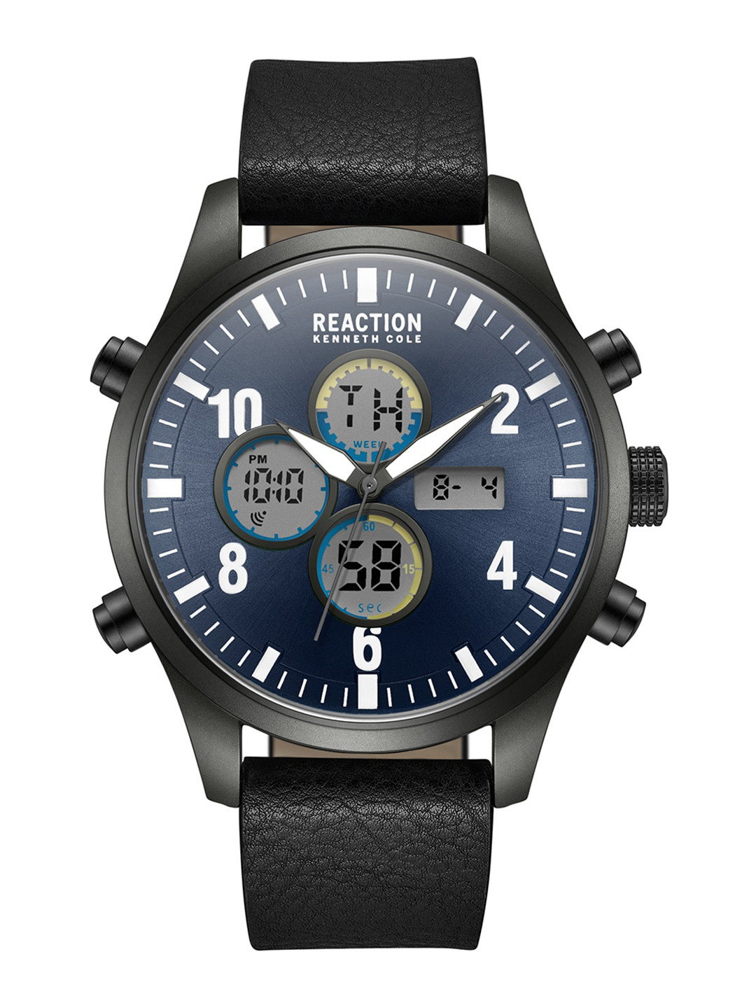 REACTION KENNETH COLE Men Leather Strap Analogue and Digital Watch KRWGD2191805