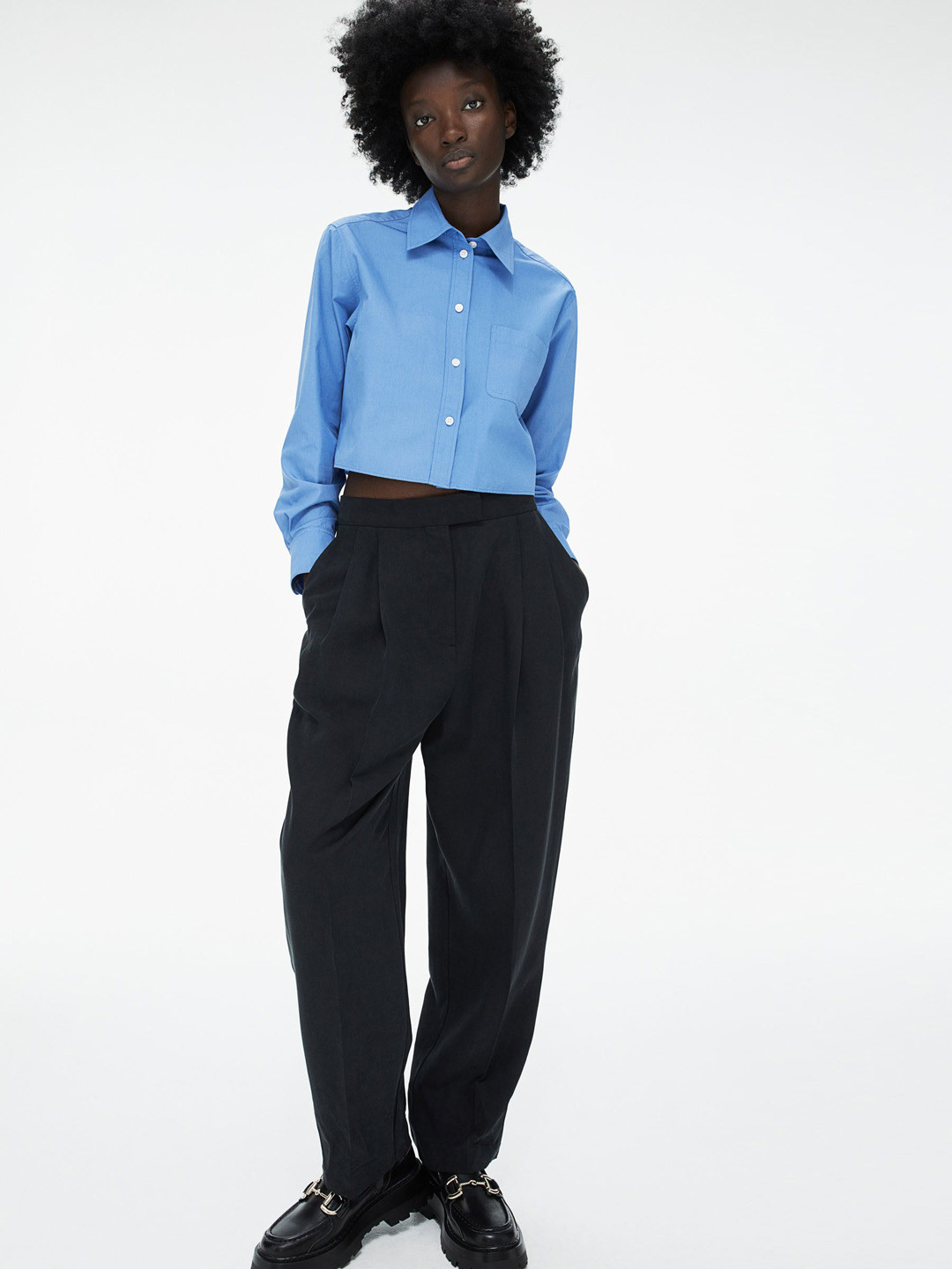 H&M Woman Linen-blend tailored trousers