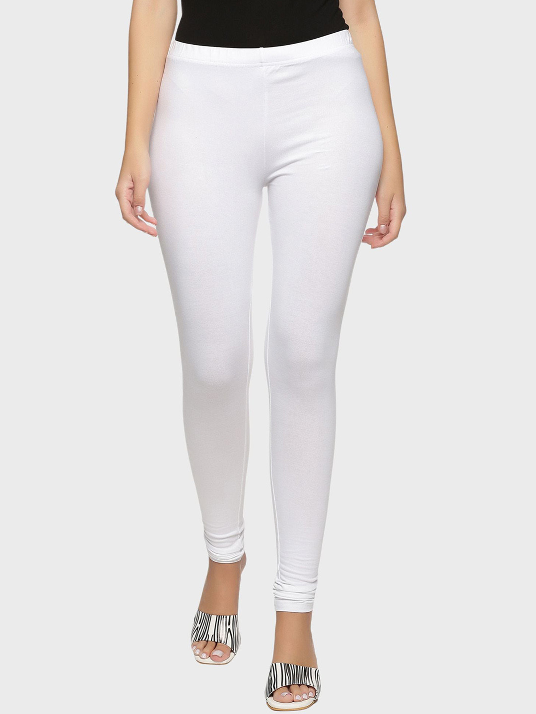 Outflits Women White Solid Churidar Length Leggings
