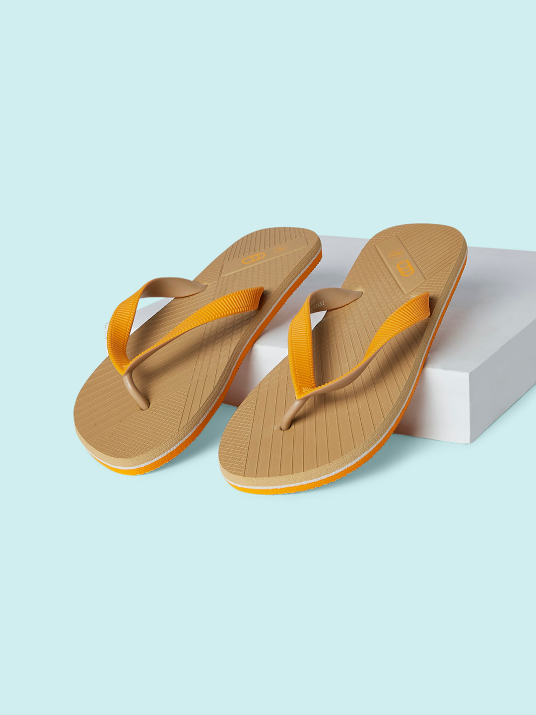 Ajile by Pantaloons Men Beige & Orange Thong Flip-Flops