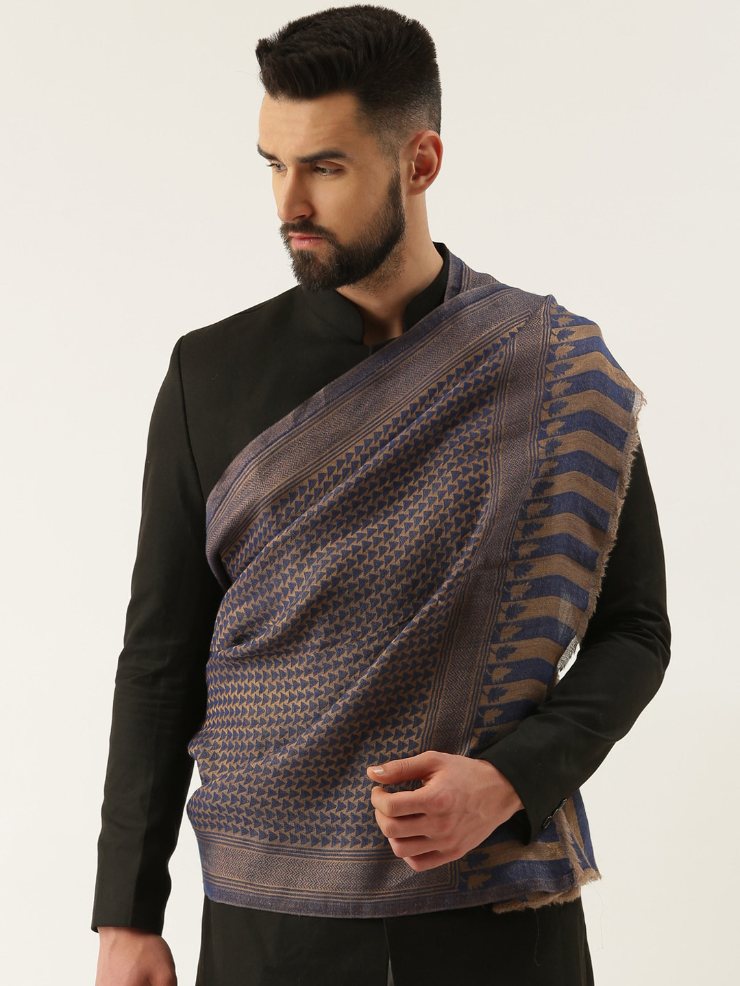 Pashmoda Men Woven-Design Fine Wool Shawl