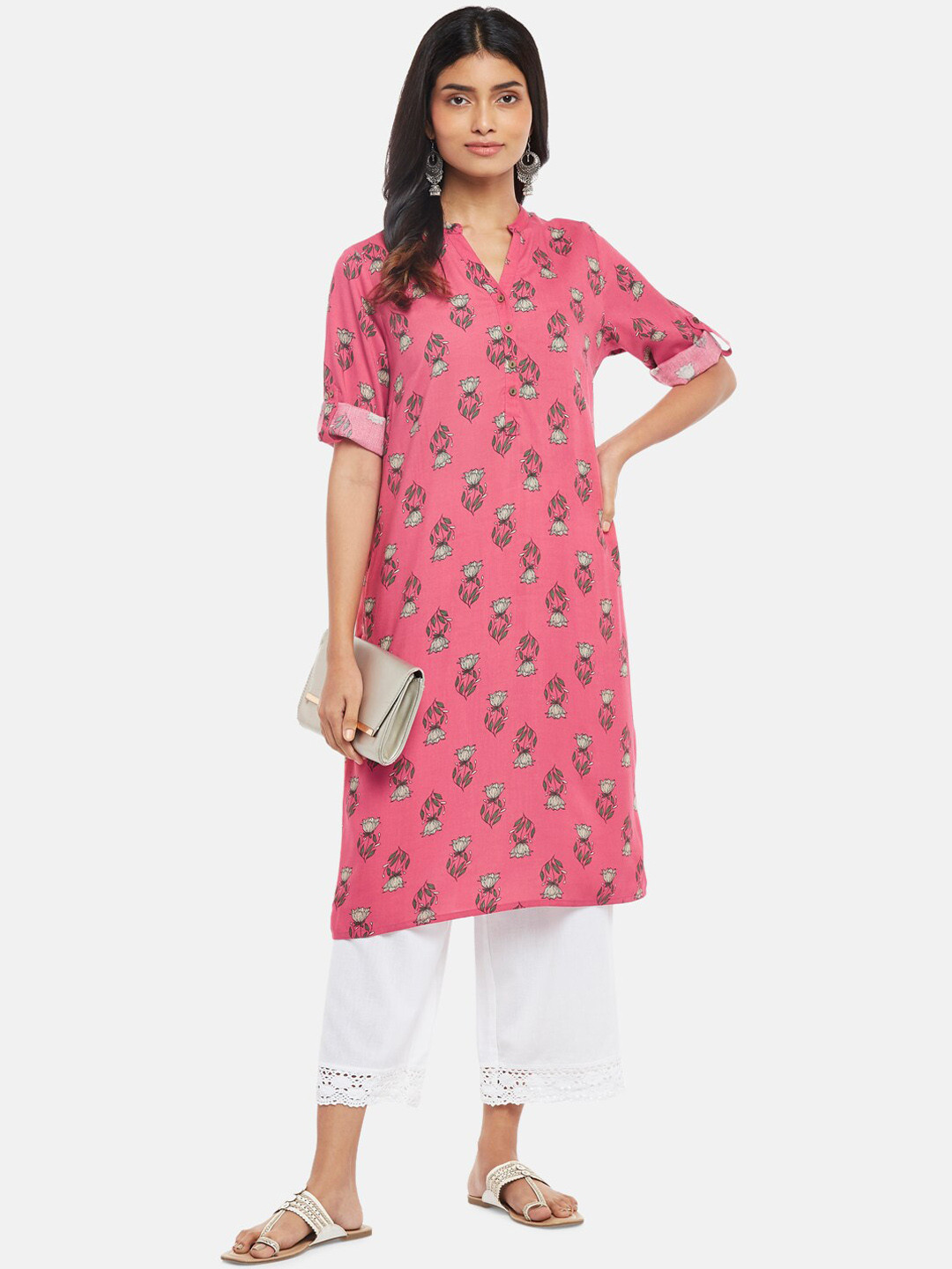 RANGMANCH BY PANTALOONS Women Pink Geometric Printed Kurta