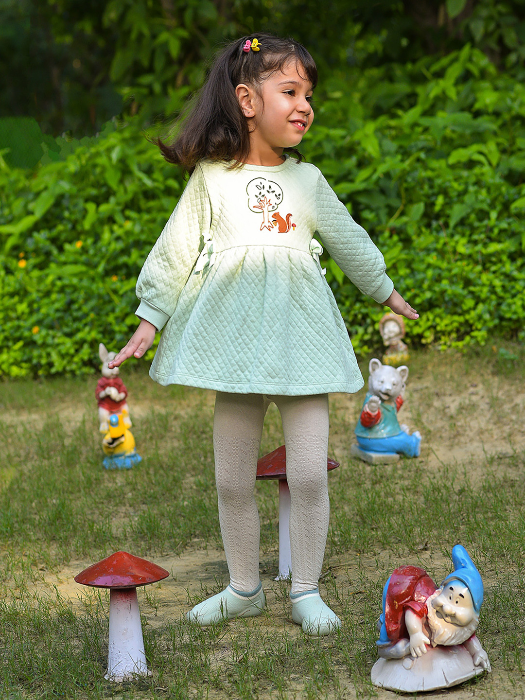 MiArcus Girls Green A-Line Dress