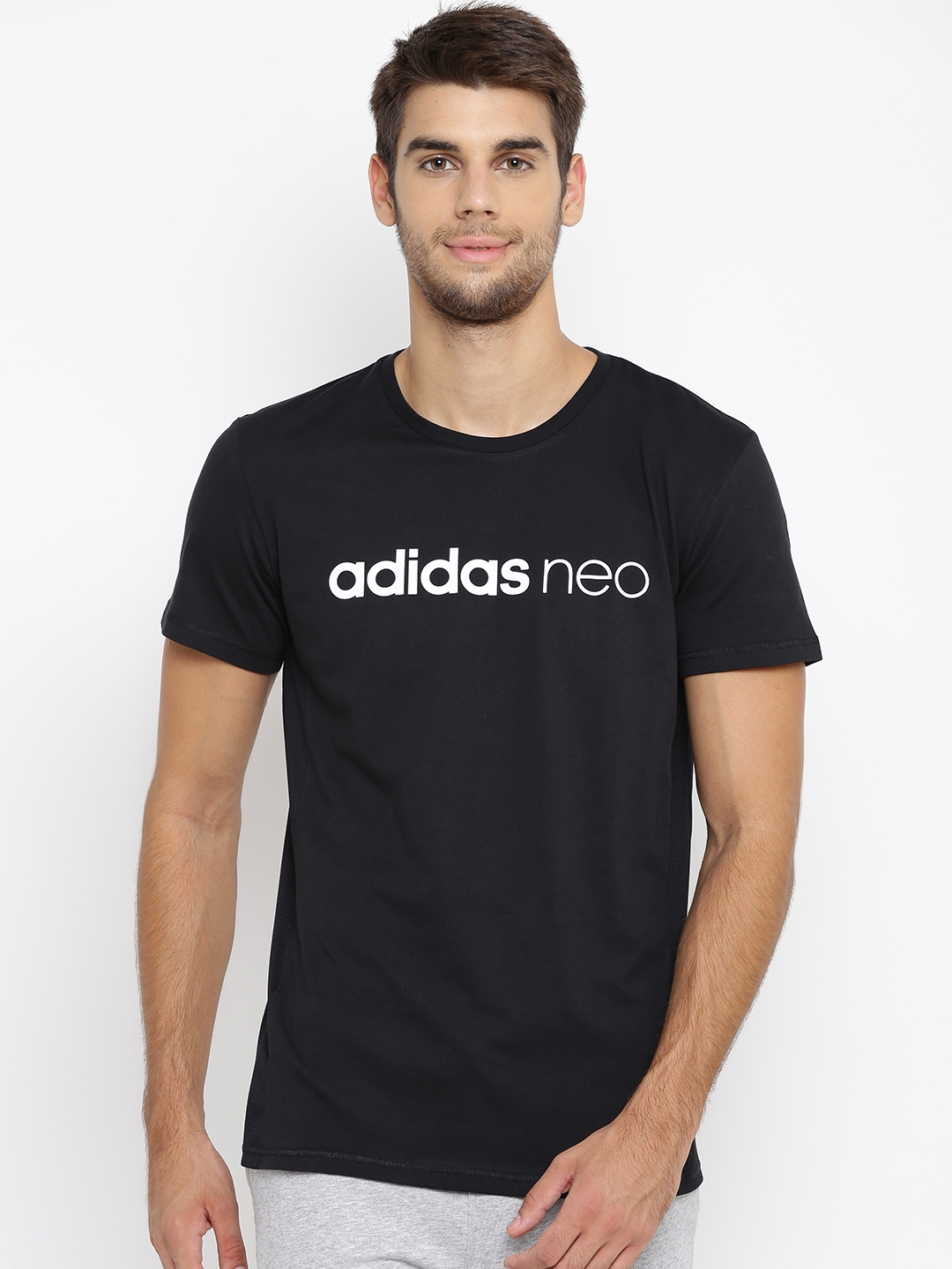 Con enemigo Negociar Buy ADIDAS NEO Men Black FV Mesh Printed Round Neck Pure Cotton T Shirt -  Tshirts for Men 2022774 | Myntra