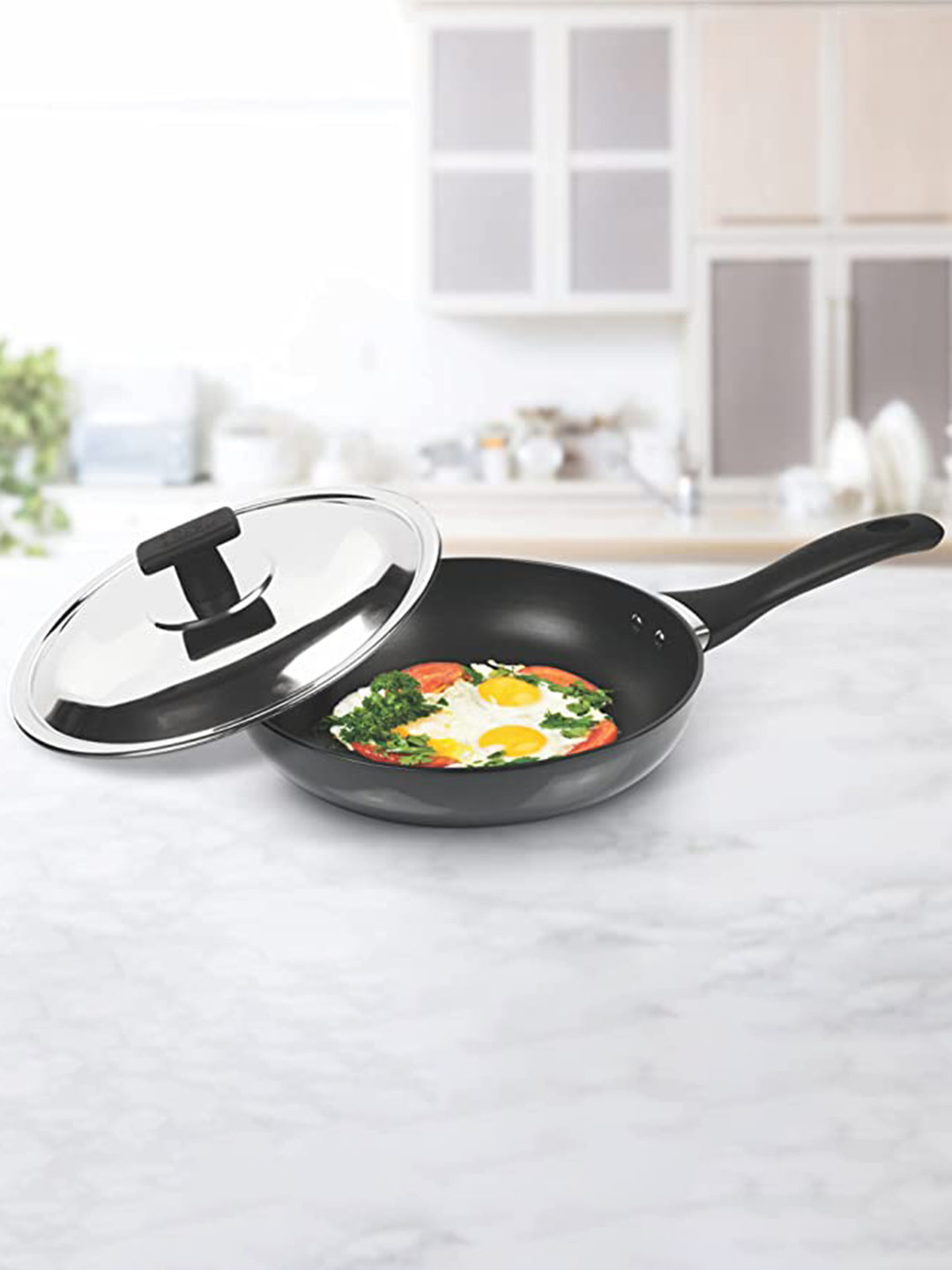 Milton Pro Cook Hard Anodized Fry Pan With Stainless Steel Lid 26 cm 2.2 Litre