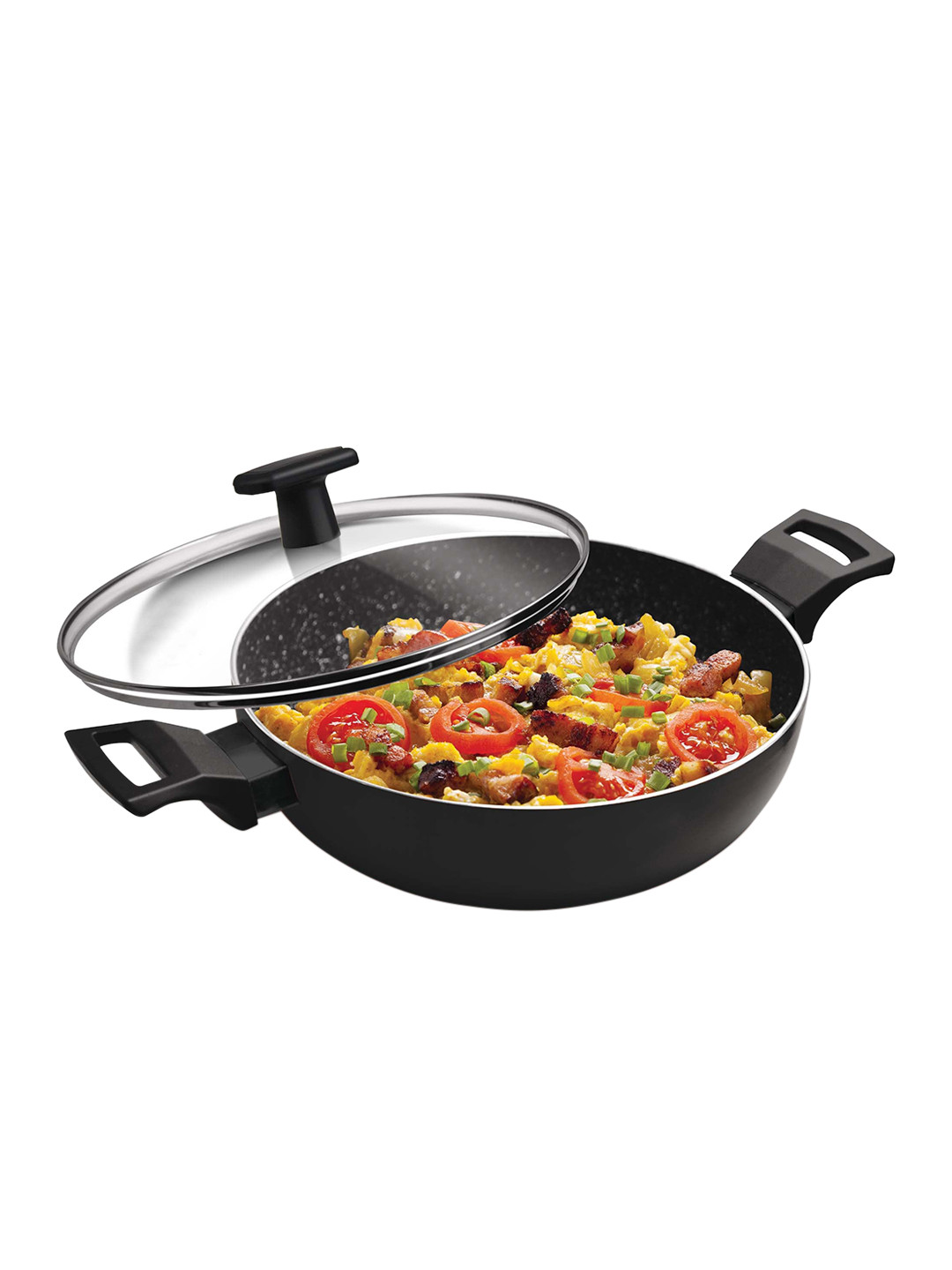 Milton Black Pro Cook Granito Induction Kadhai With Glass Lid 30 cm 4.9 Litre