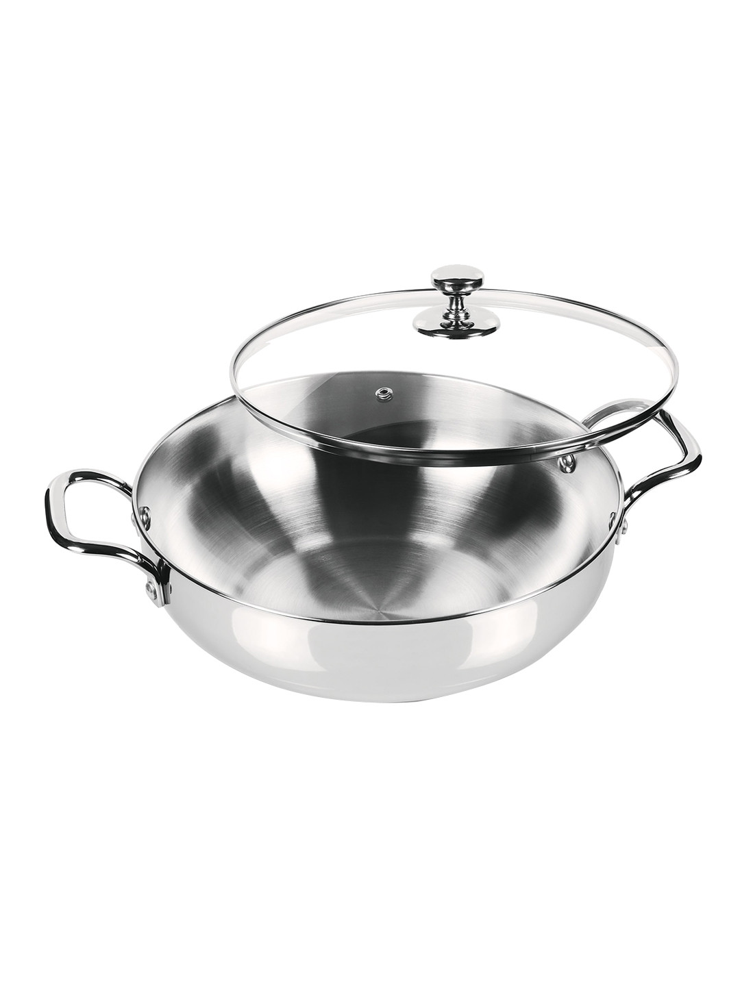 Milton Pro Cook Stainless Steel Sandwich Bottom Kadhai With Glass Lid 26 cm 3.51 Litres