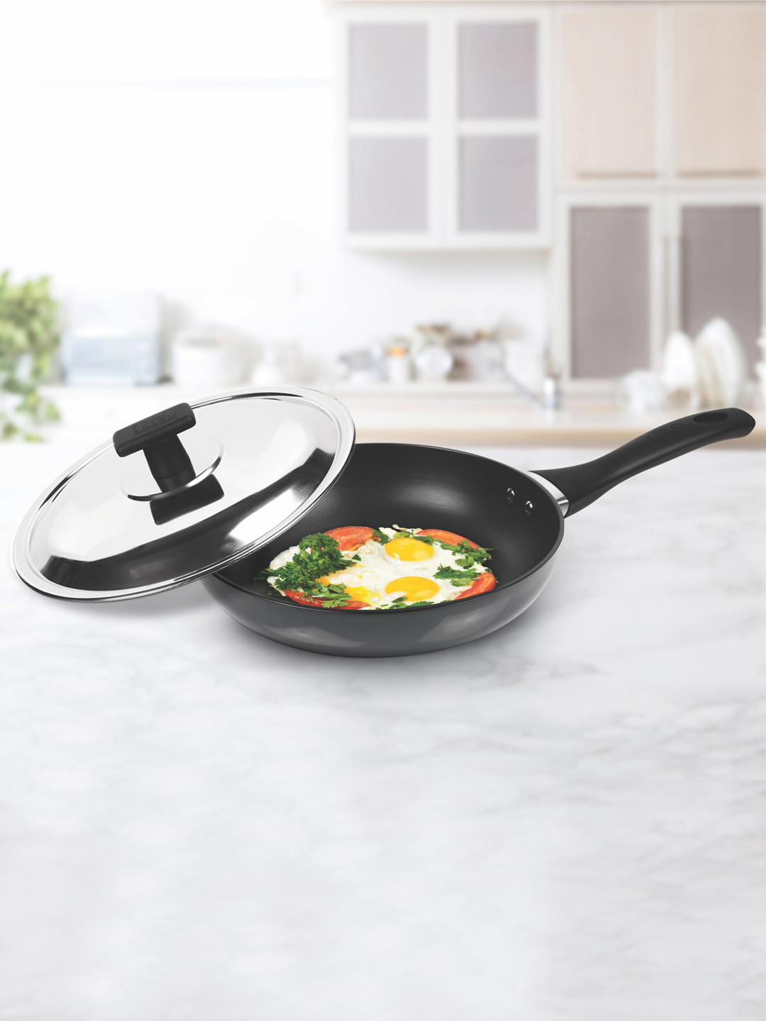 Milton Pro Cook Hard Anodized Fry Pan With Stainless Steel Lid 24 cm & 1.8 L