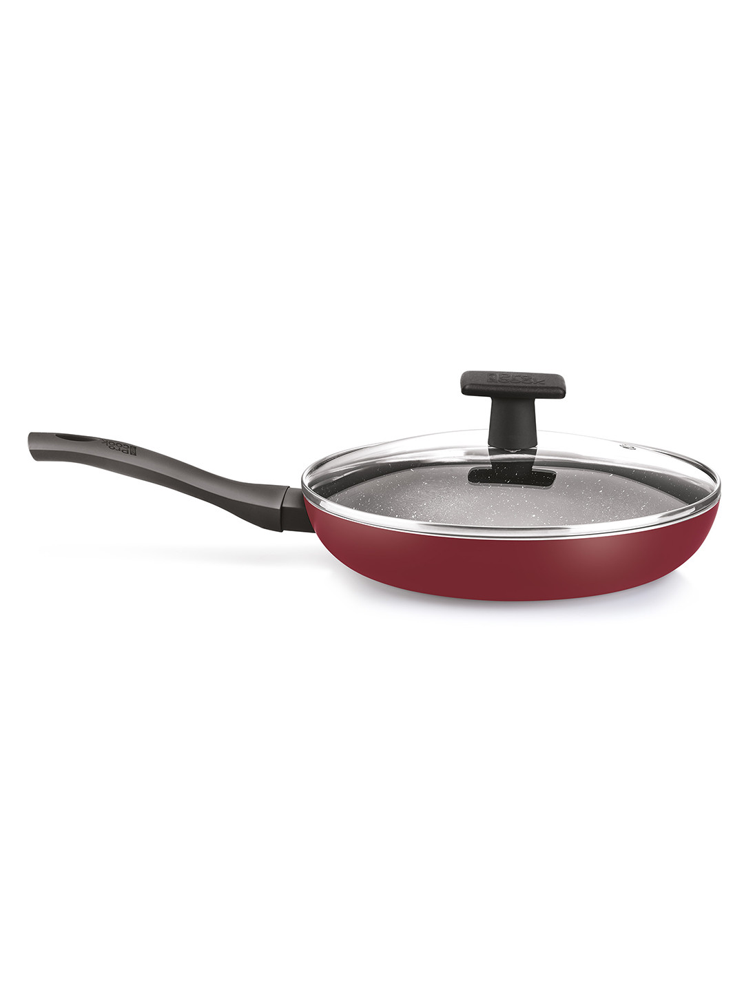 Milton Burgundy Pro Cook Granito Induction NonStick Fry Pan with Lid & Bakelite Handle
