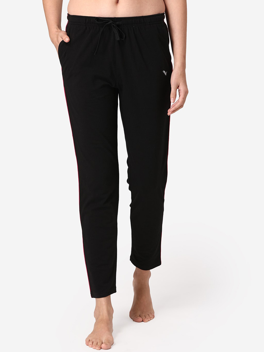 Vami Women  Solid Low-Rise Cotton Track Pants