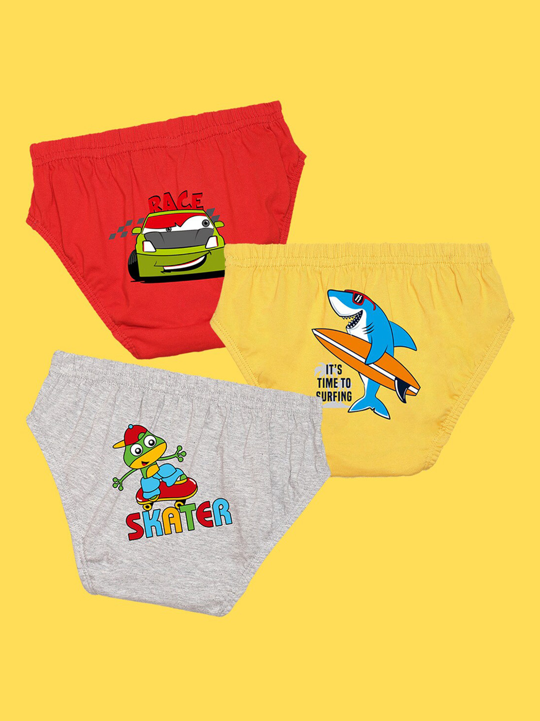 NUSYL Boys Pack of 3 Printed Basic Briefs NUBCBRFPO3.0032