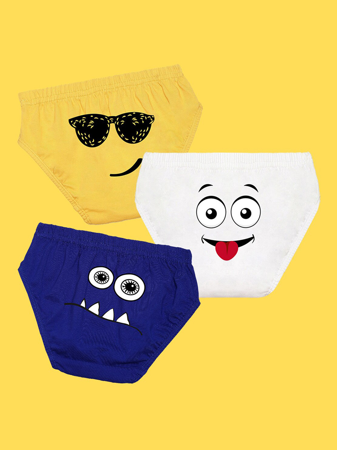 NUSYL Boys Pack Of 3 Yellow,Red,Royal Blue Printed Briefs