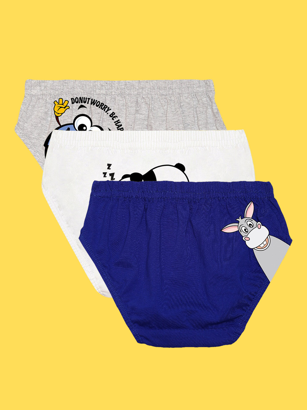 NUSYL Boys Pack Of 3 Graphic Printed Pure Cotton Basic Briefs