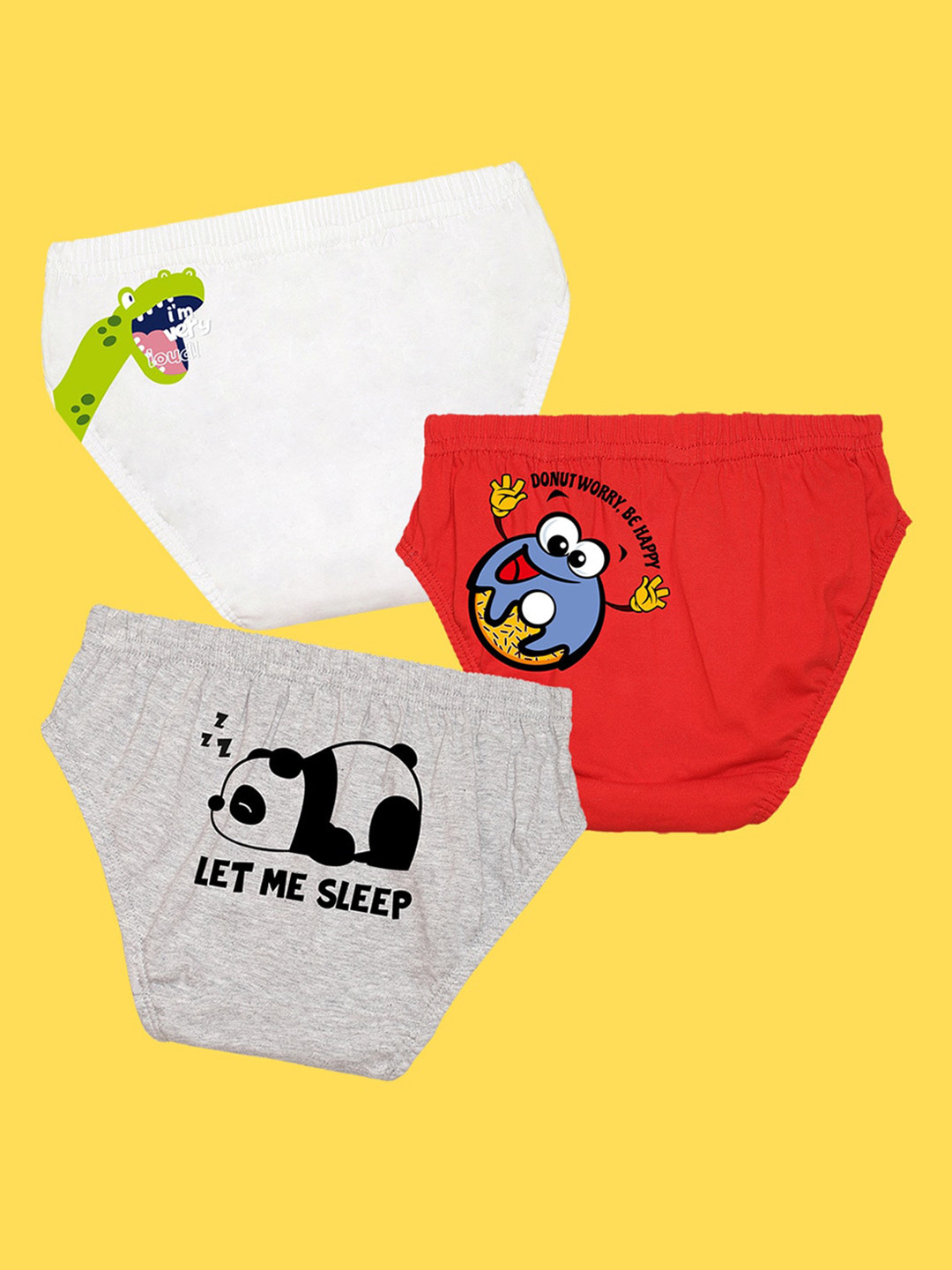 NUSYL Boys Pack of 3 White,Red,Grey Printed Briefs