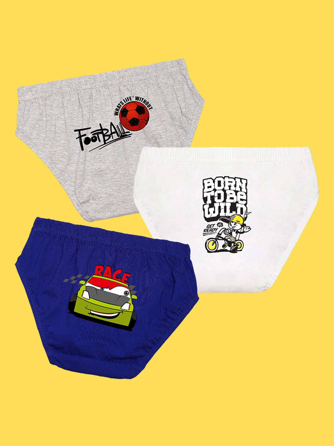 NUSYL Boys Pack of 3 Printed Basic Briefs NUBCBRFPO3.0041