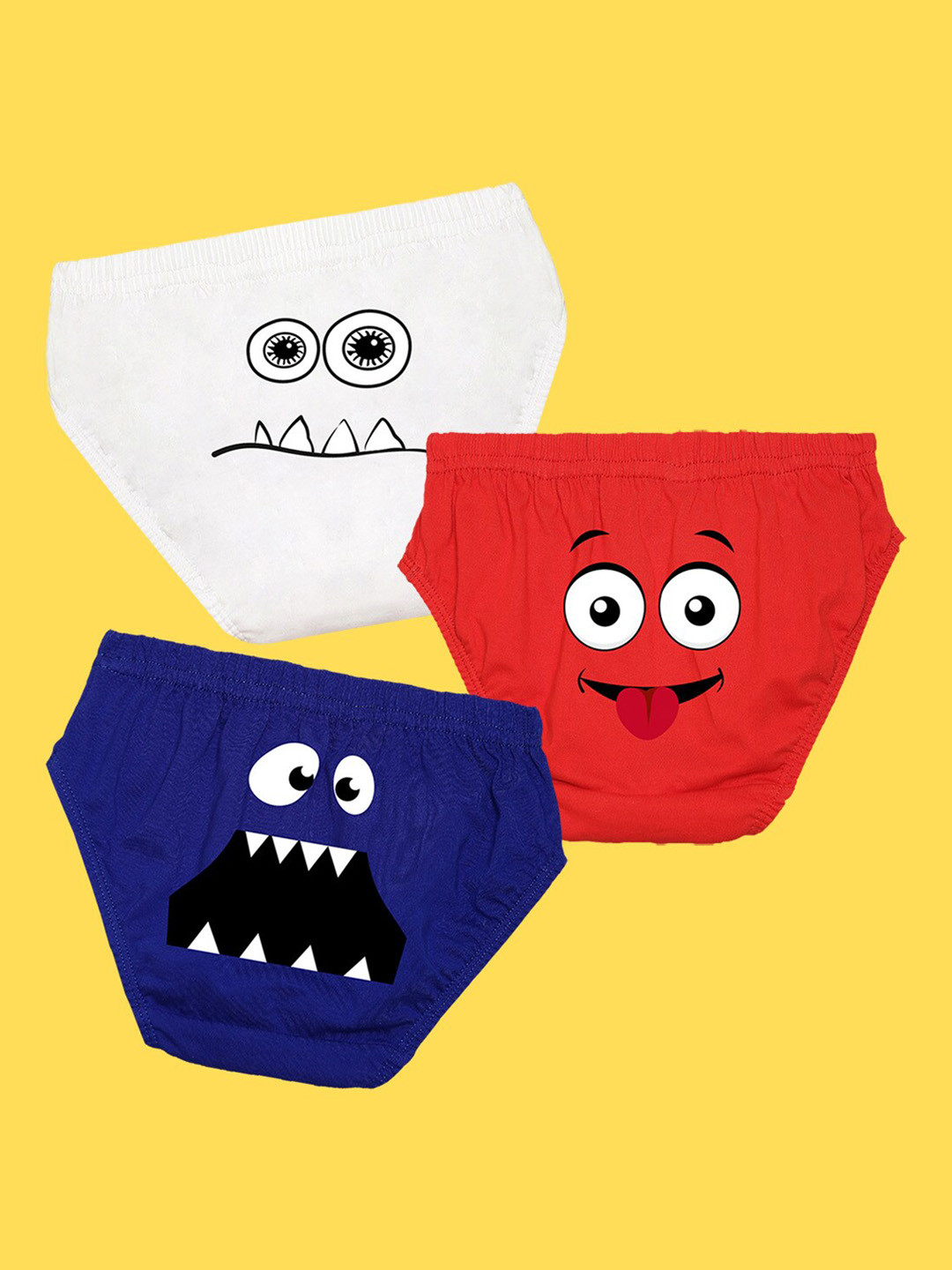 NUSYL Boys Pack of 3 White,Red,Blue Printed Briefs