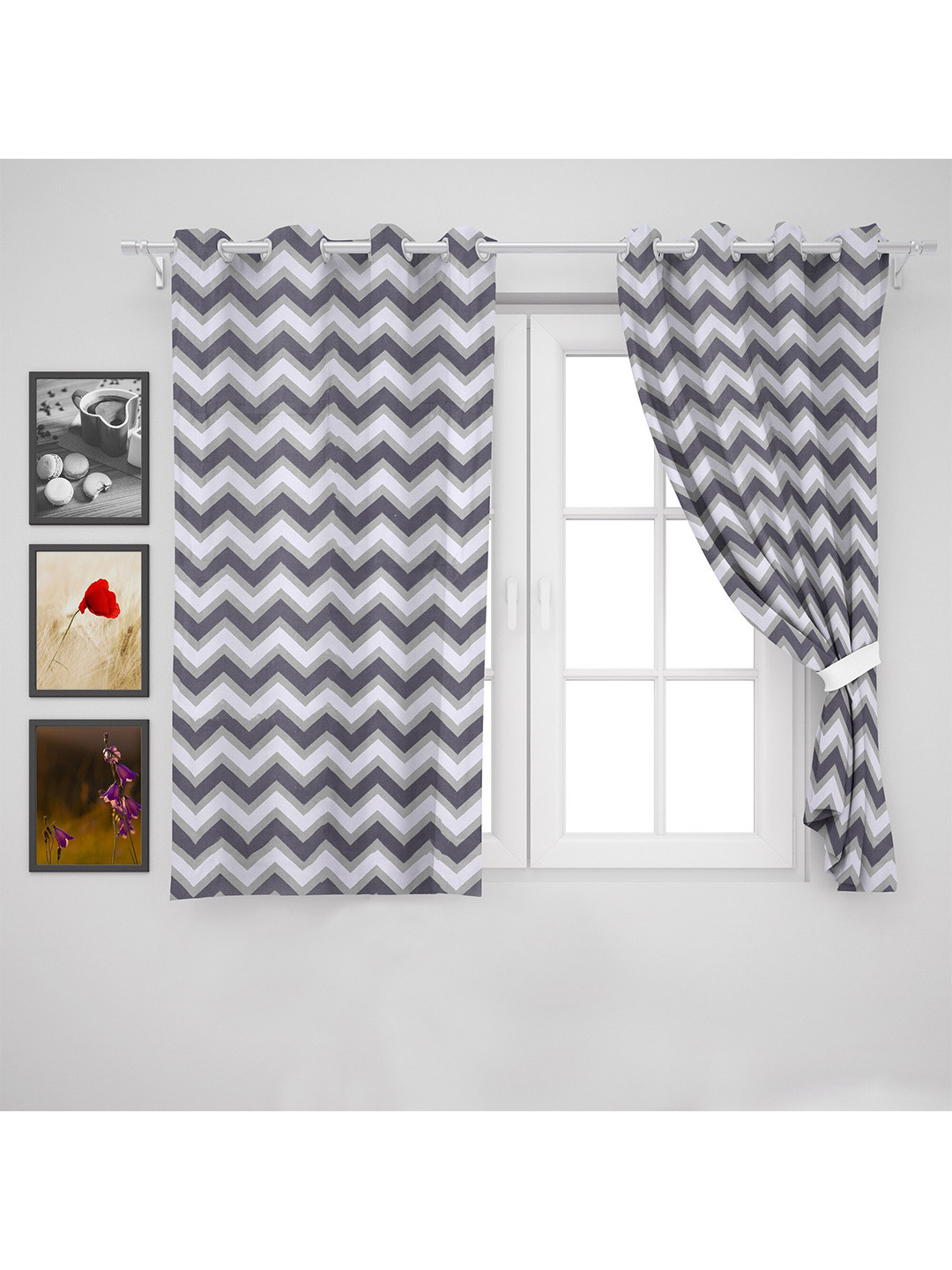 HOMEMONDE Cotton Geometric Window Curtain