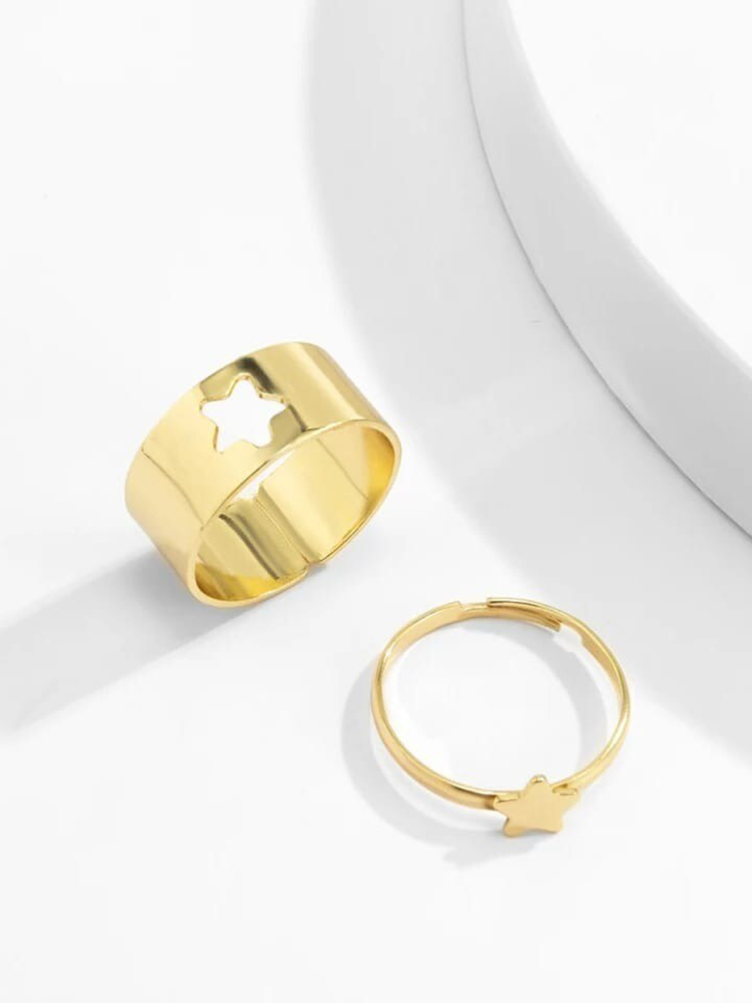 Pinapes Gold-Plated  Butterfly & Star Couples Rings