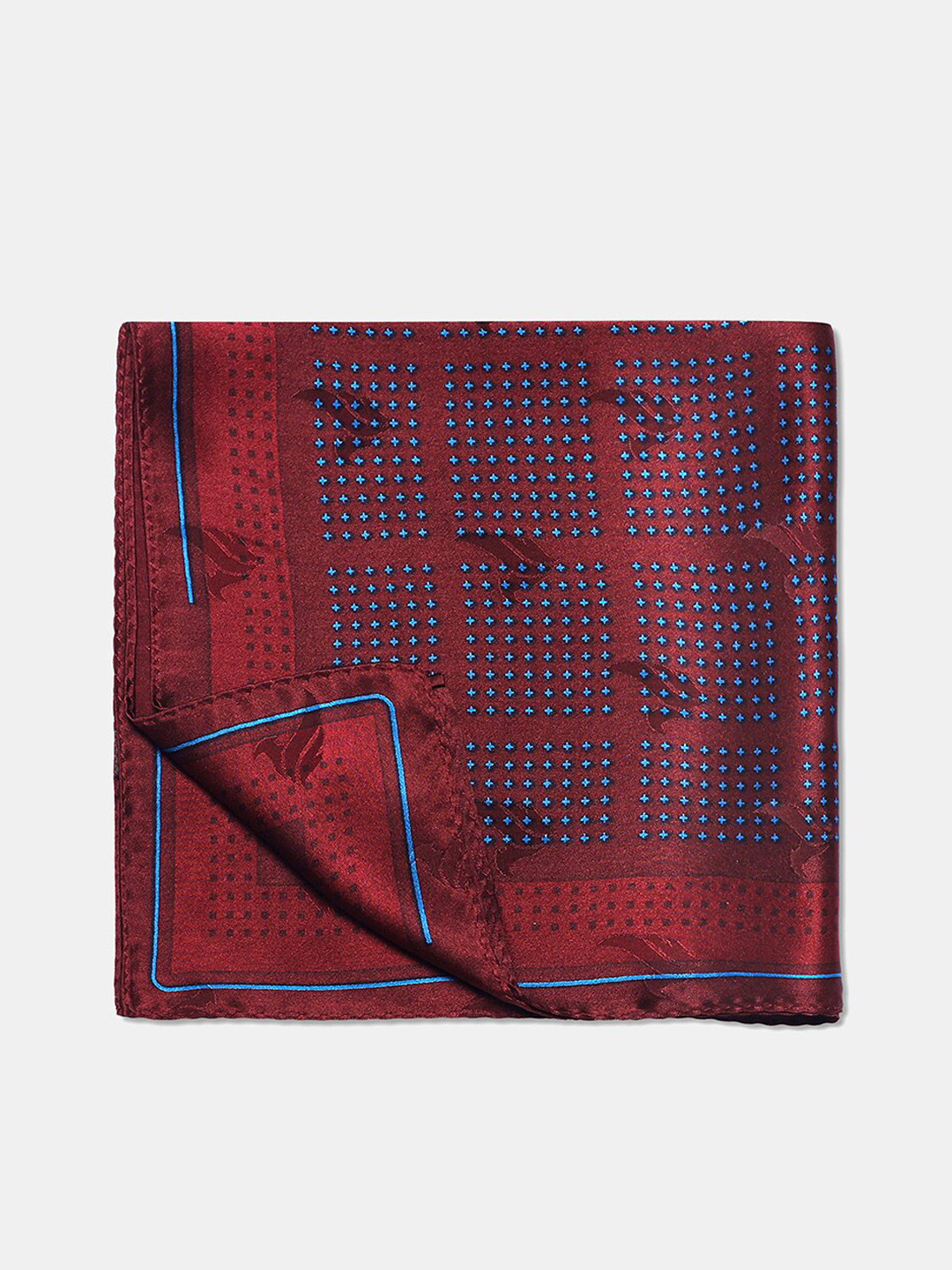 Blackberrys Men Maroon Printed Silk Pocket Squares