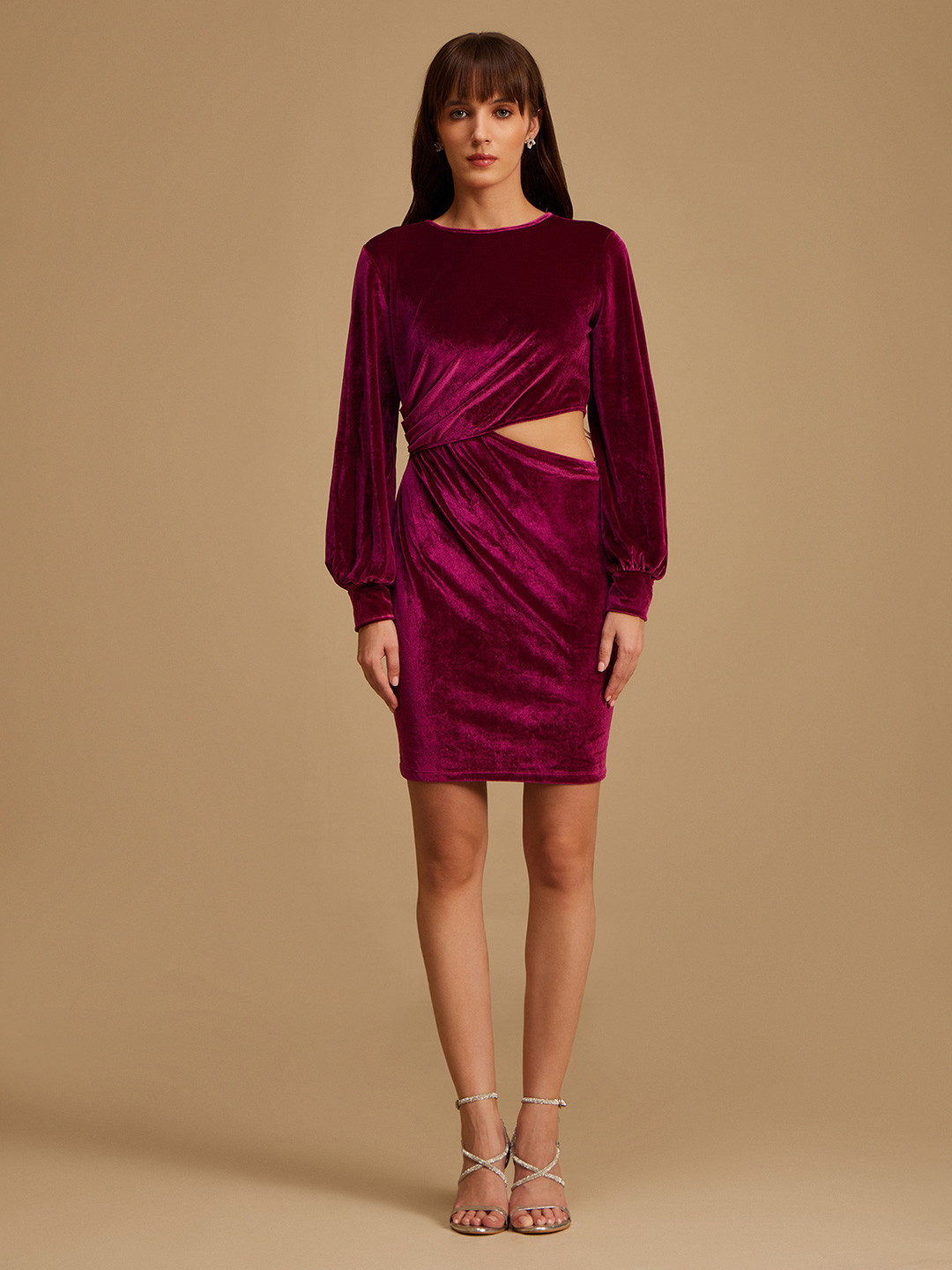 Kazo Pink Velvet T-shirt Dress