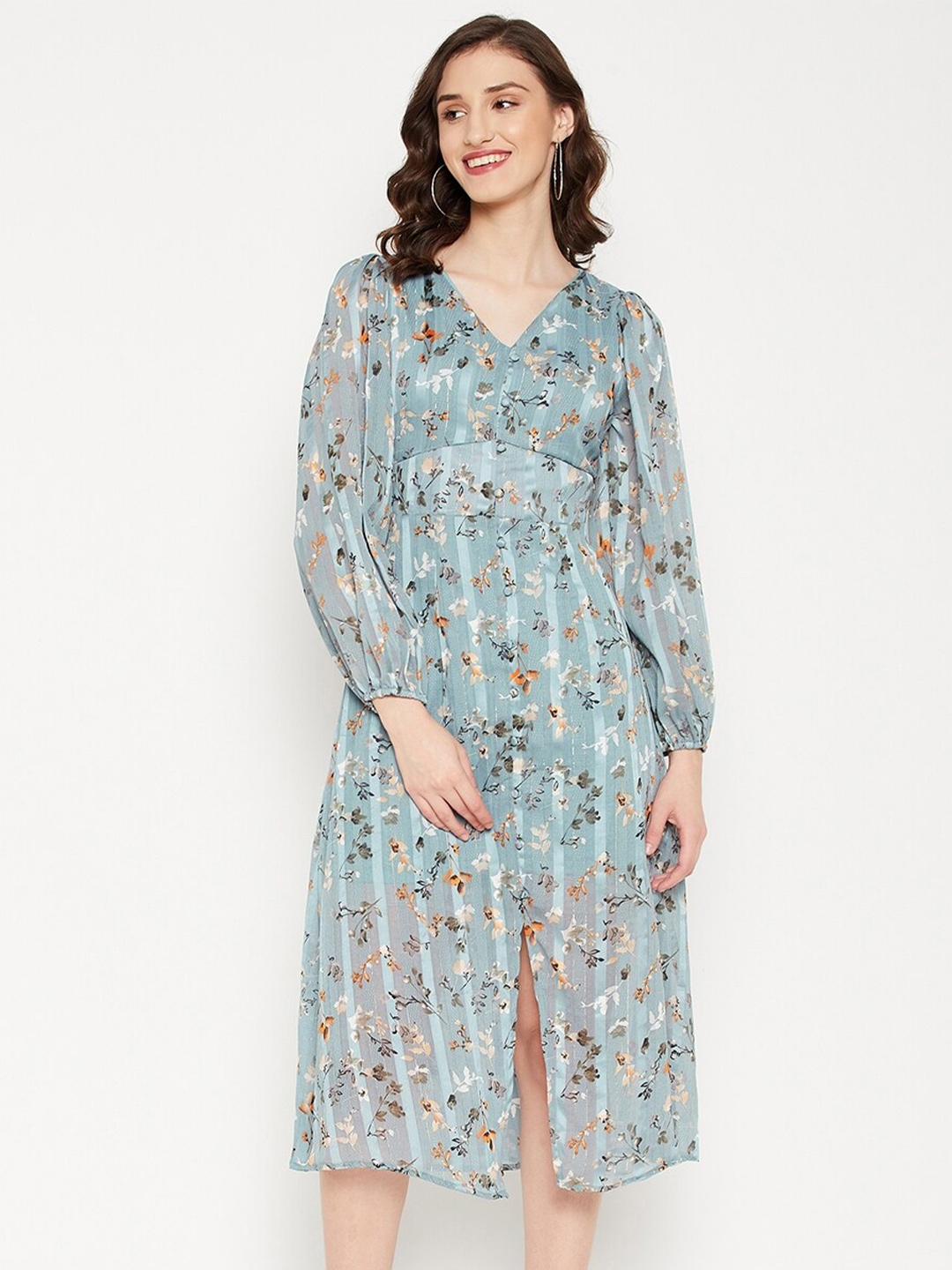Buy Madame Blue Floral Midi Dress Dresses for Women 20234806 Myntra