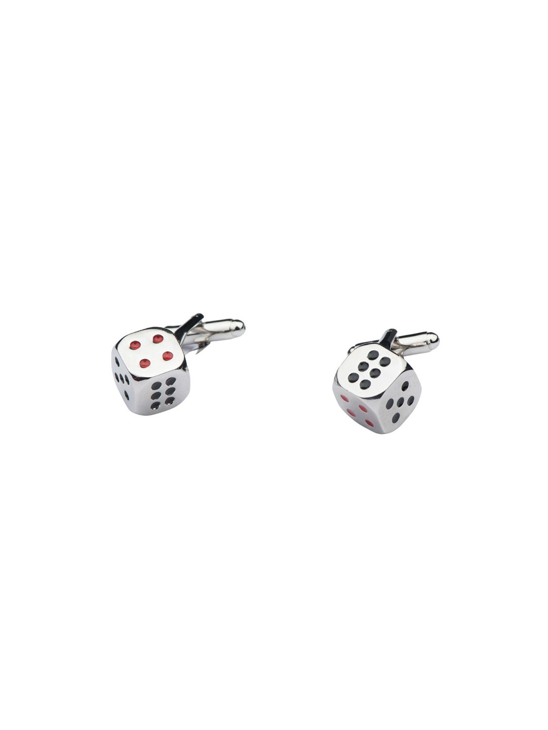 The Tie Hub Men Silver-Toned & Black Cube Cufflink
