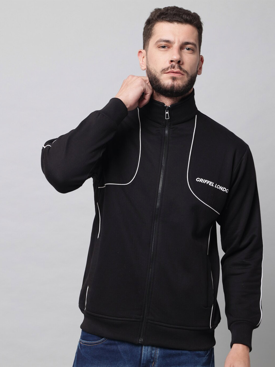 GRIFFEL Men Sea Green Sweatshirt