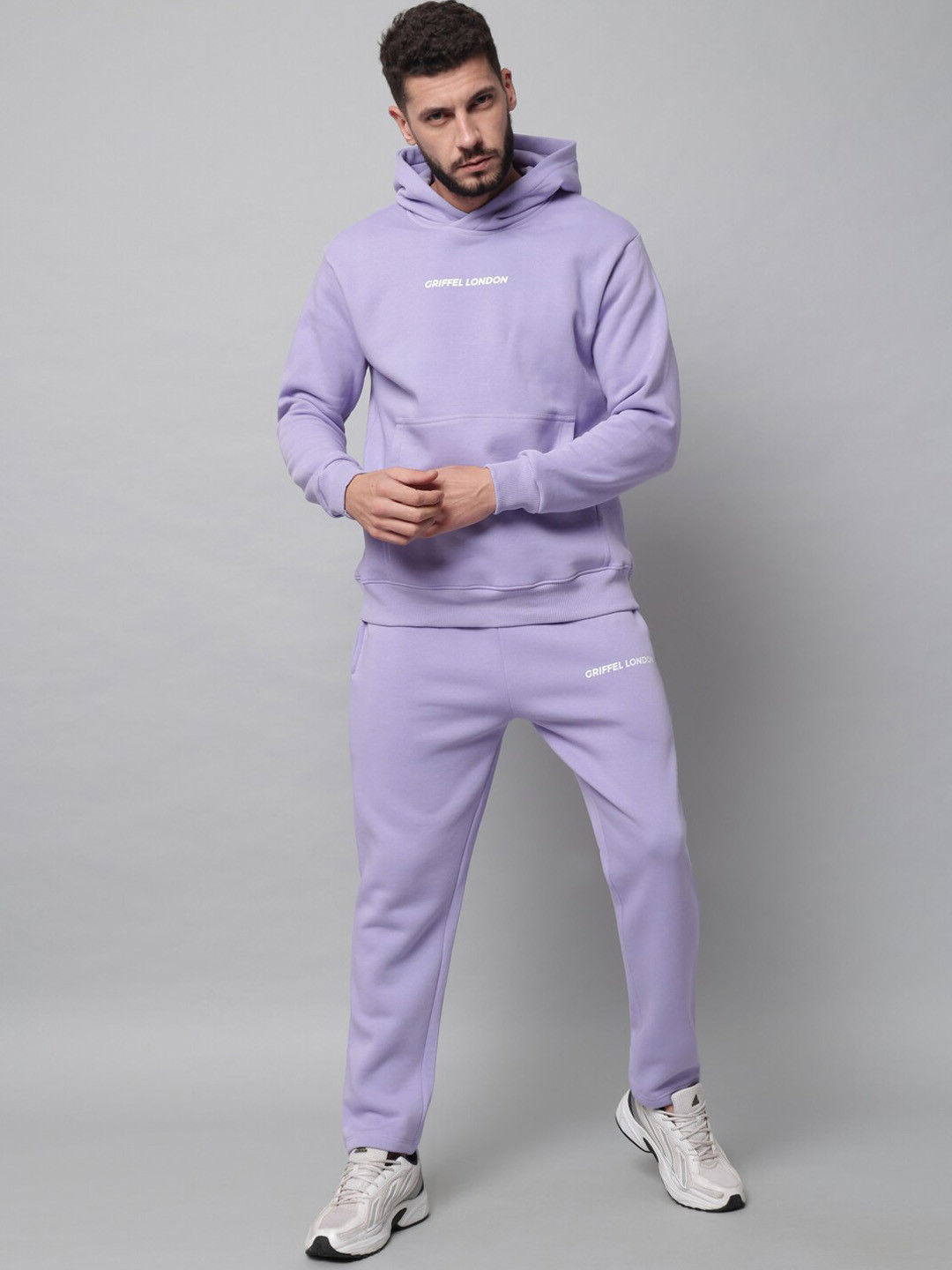 GRIFFEL Men Purple Solid Tracksuits