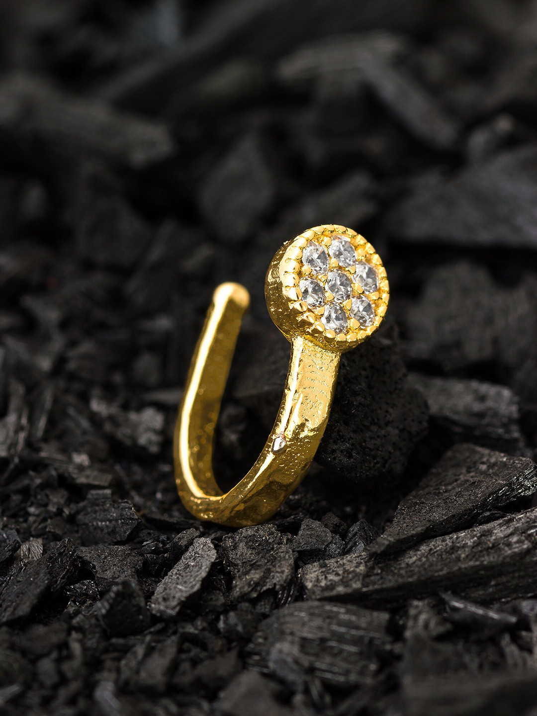 aadita Gold-Toned & Pink AD-Studded & Beaded Nathani Nosepin