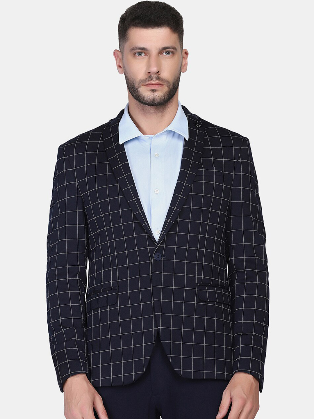 Blackberrys Men Two Piece Navy Check TechPro Formal Suits