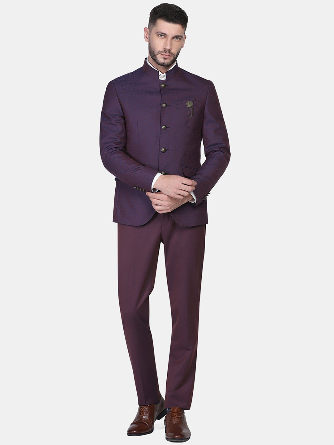 Blackberrys Men Wine Red Printed Suits
