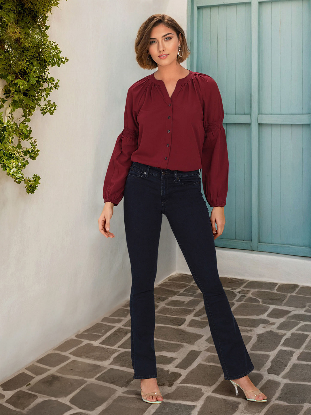 U S Polo Assn Women Maroon Solid Top