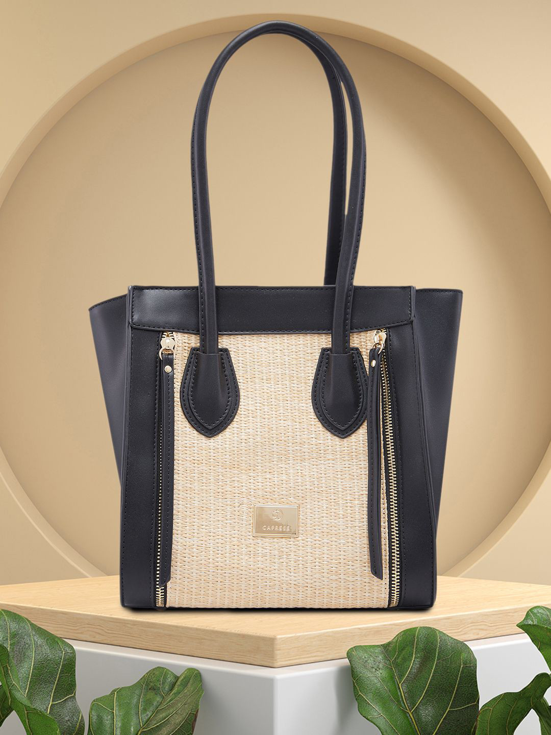 Caprese Georgia Women Black Medium Satchel Bag