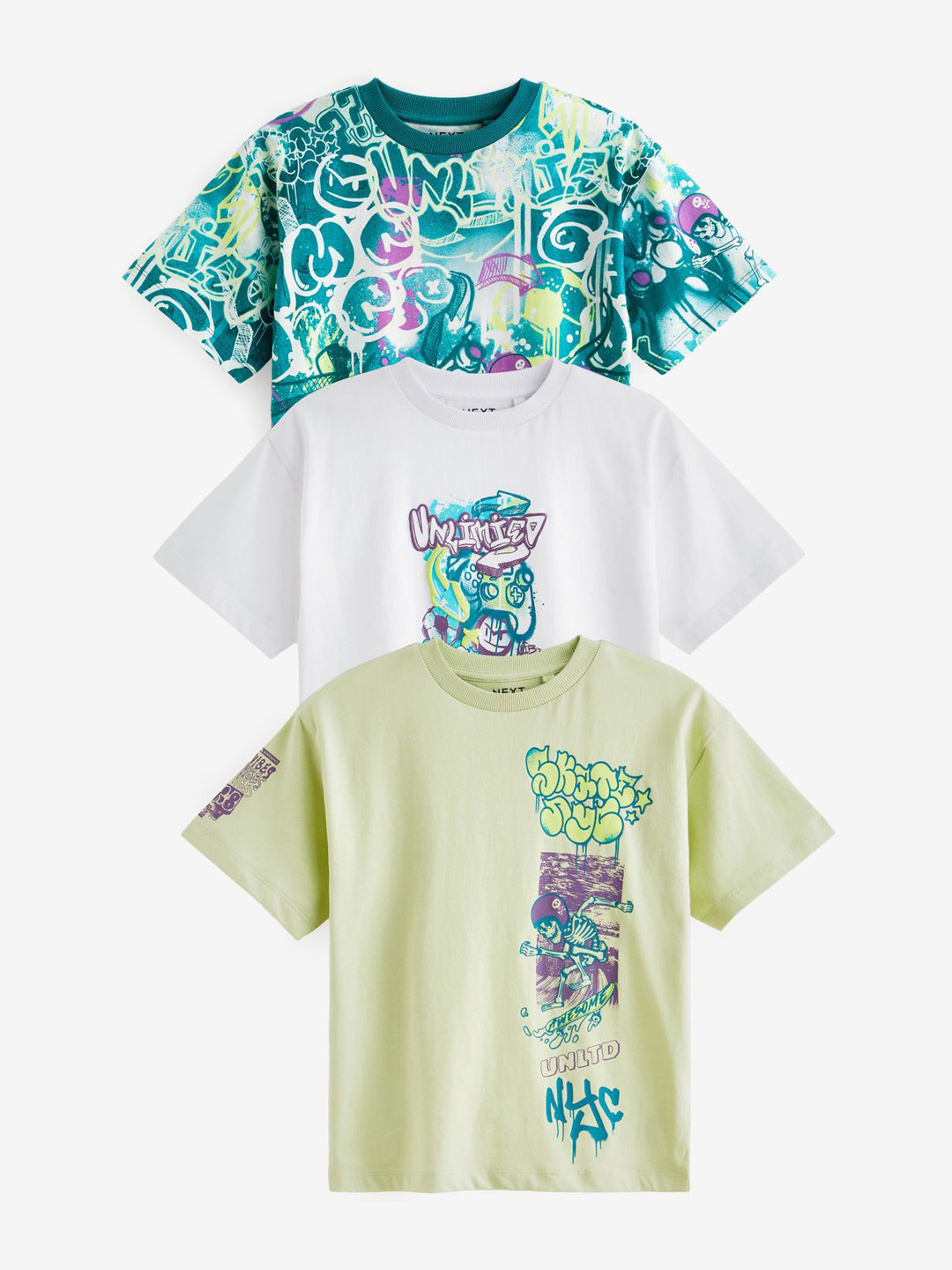 NEXT Boys Pack of 3 Printed T-shirts