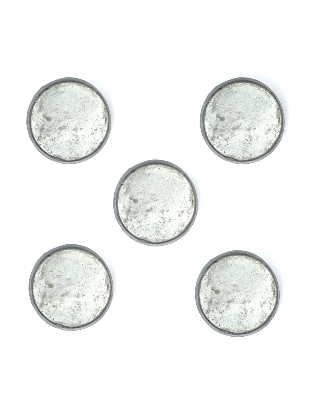 DOKCHAN Silver Toned 5 Pieces Lead Ranga Round Heavy Astrological Coins