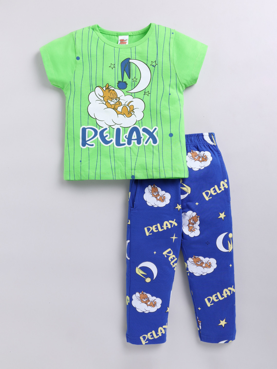 Here&Now X Denikid Girls Tom & Jerry Printed Pure Cotton T-shirt with Trousers