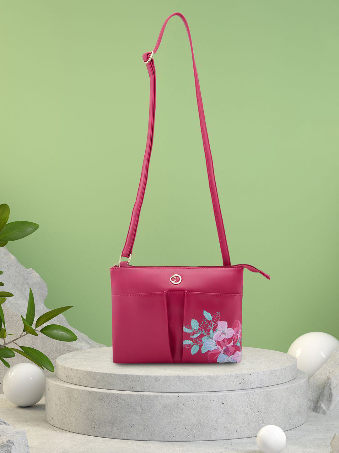 Caprese Floral Structured Shoulder Bag