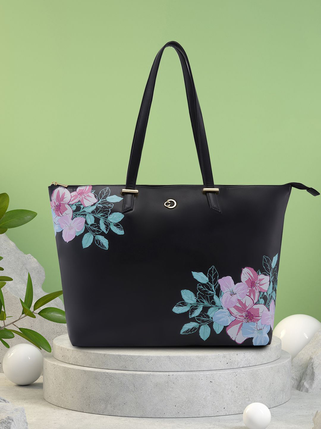 Caprese Shanaya Women Black Large Tote Bag