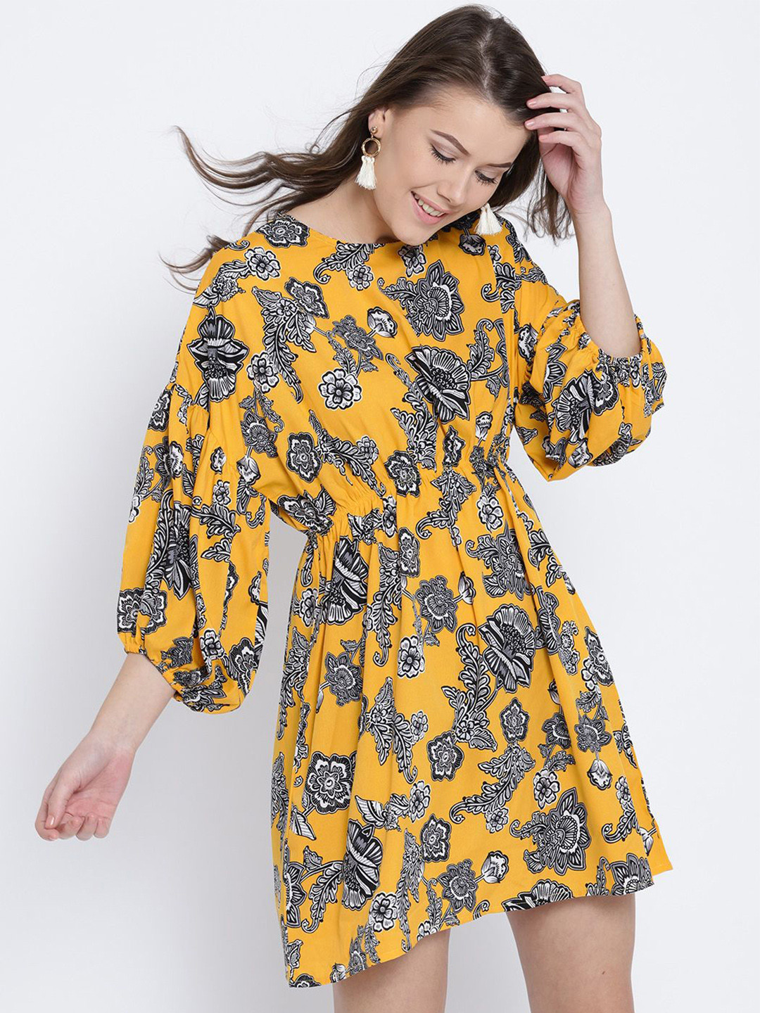 Sera Baloon Sleeve Fit & Flare Dress