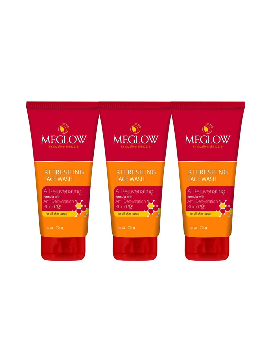 MEGLOW Set Of 3 Refreshing Face Wash 70G Each