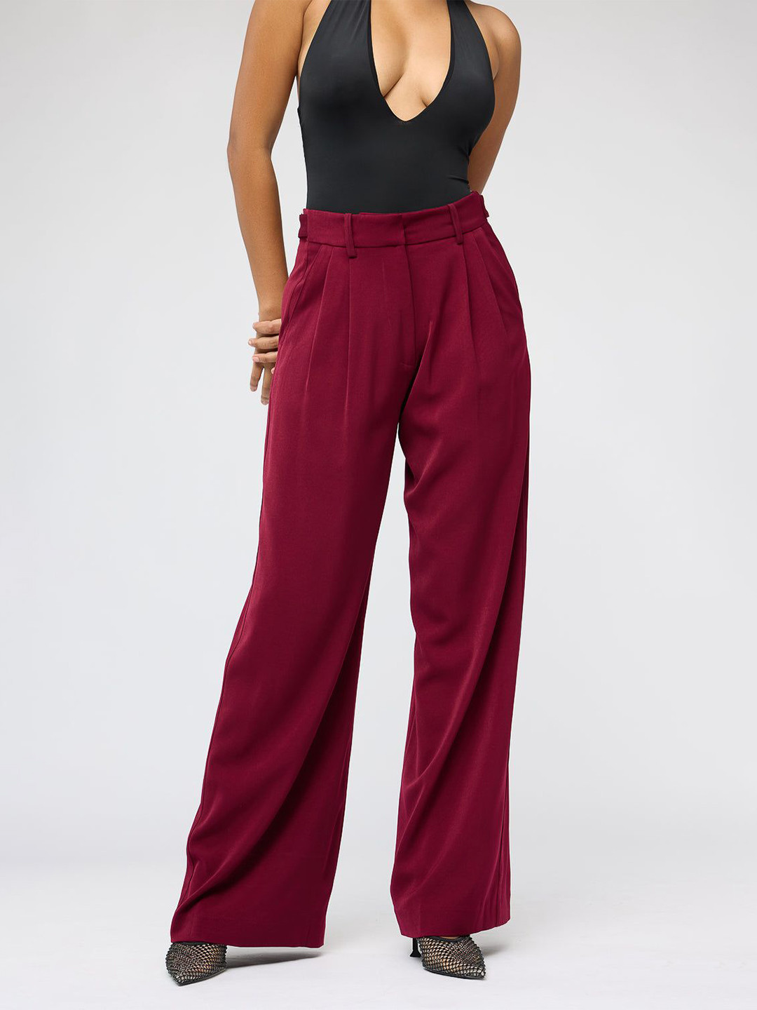 FREAKINS Deep Crimson Adjustable Korean Pants