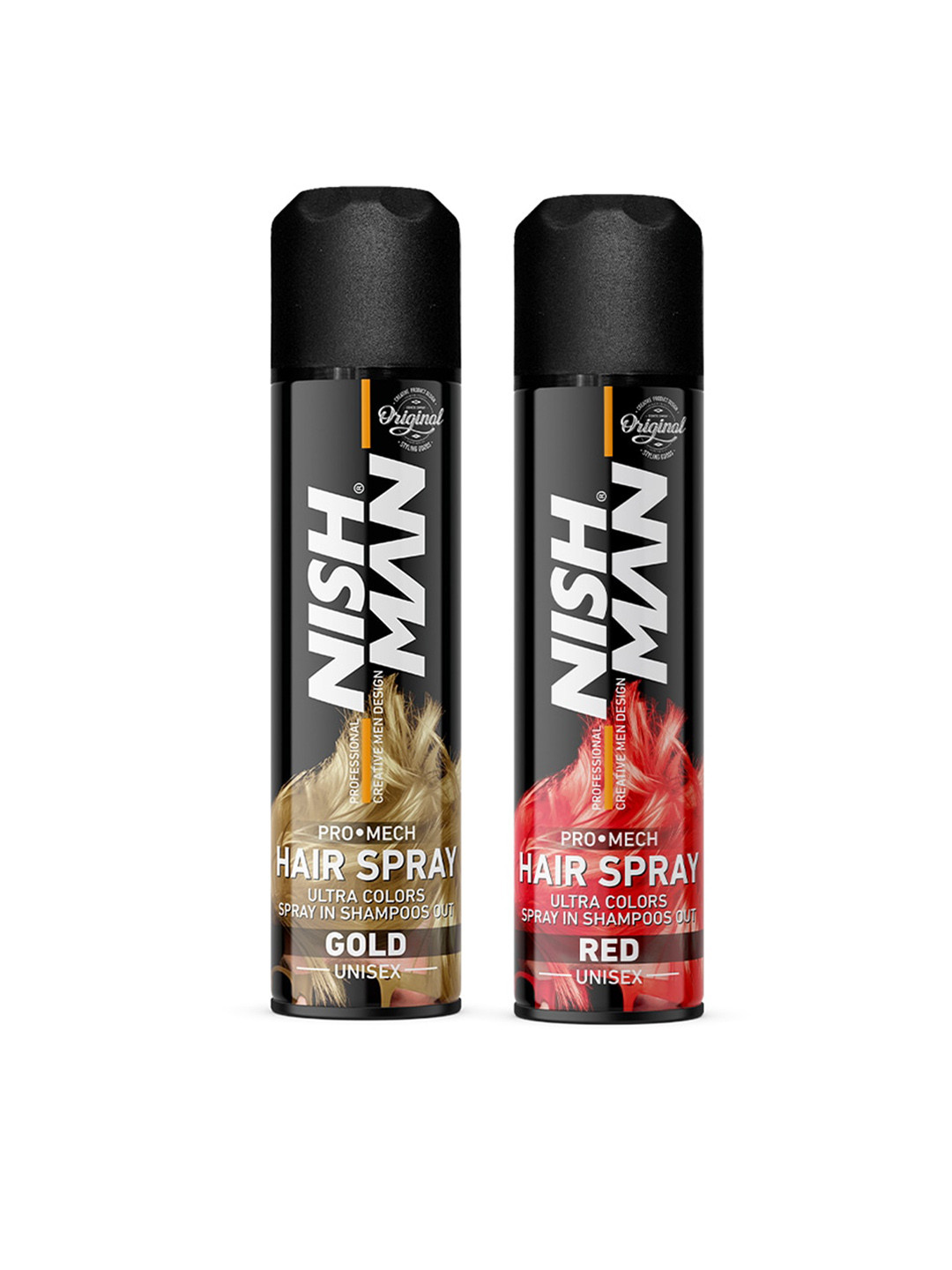 Nishman Set of 2 Pro Mech Hair Color Spray 150 ml each - Gold & Red